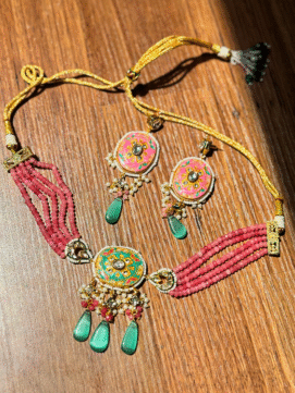 Pastel pink Stone Choker Set