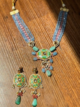 Pastel blue Stone Choker Set