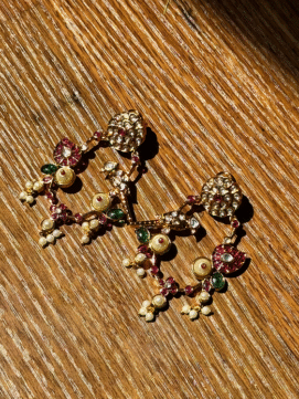 Peacock Motif Earrings With Pearl Accent