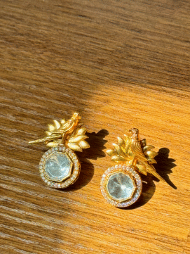 Bird on Polki Earrings