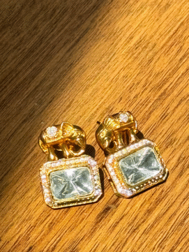 Amay – Twin Elephant Polki Earrings