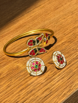 Gold Bangle With Butterfly Motif