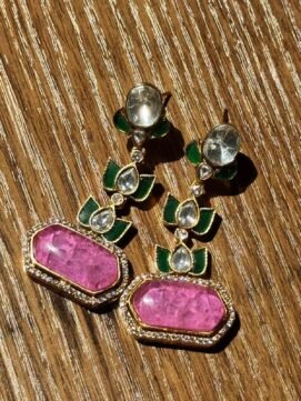 Pink Stone Hanging Earrings
