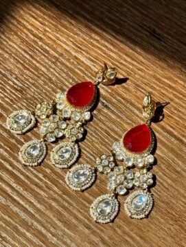 Red Stone Polki Earrings
