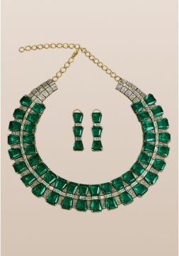 Modern Green stone necklace set